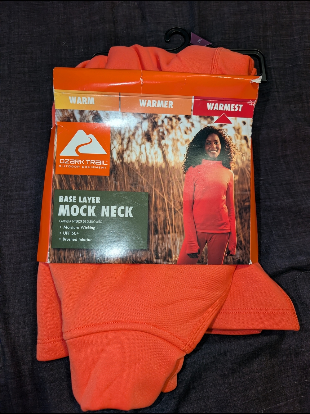 Ozark Trail Mock Neck Base Layer - Coral Orange